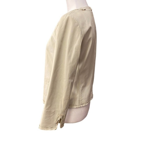 Elie Tahari xs white cream leather lamb blazer jacket button up - Picture 3 of 13